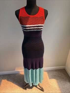 Parker Sleeveless Striped Maxi Dress in Red, Navy & Mint
